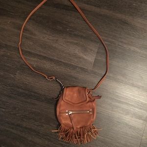NWT Madewall Brown Leather Fringe Crossbody